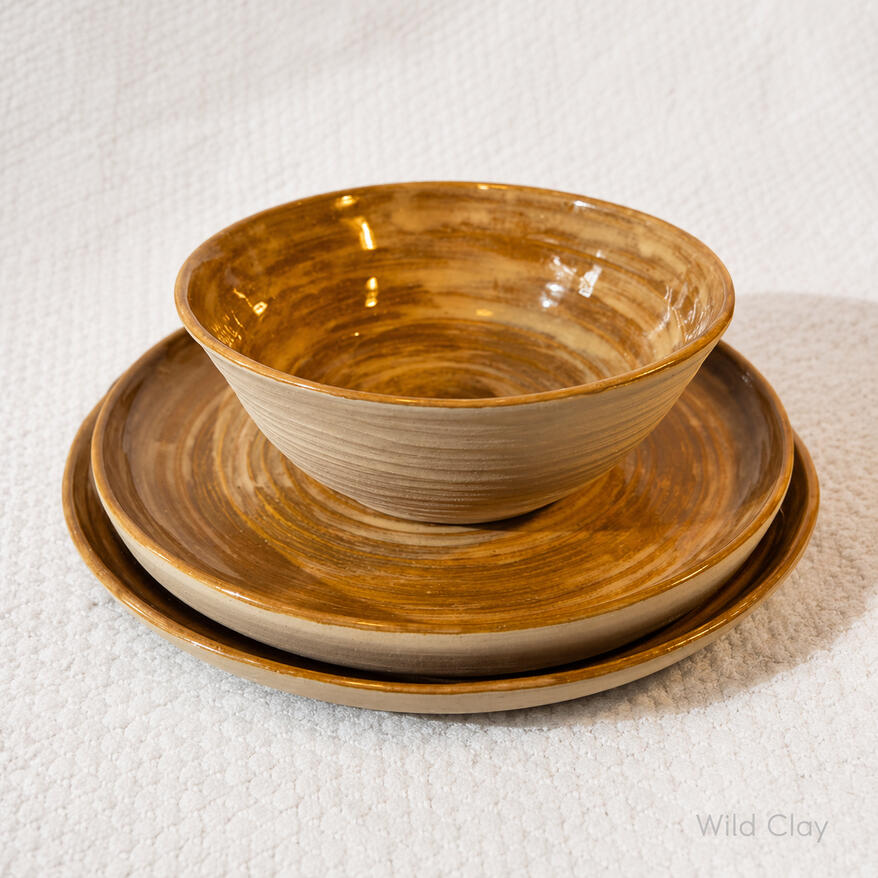 Butterscotch Breakfast Bowl $25 | 14.5 cm In stock Plate $25 | 20 cm In stock Plate $25 | 21 cm In stock A slow breakfast in your favourite hand-thrown ceramics.