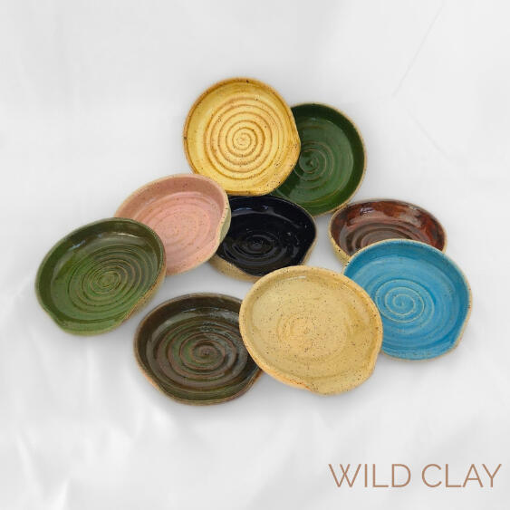 Speckle Spoon Rests $26.00 | 12cm W | 18 available Functional pottery with a natural artisan touch. Assortment of colours.