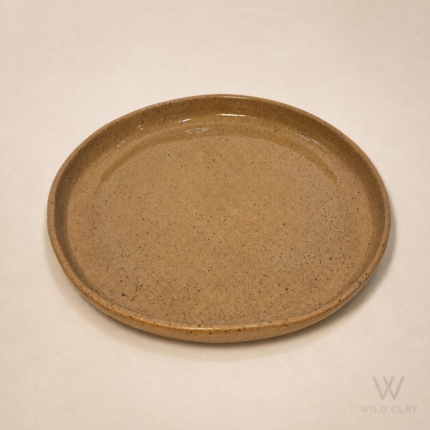 Serving Platter - Clear Speckle Large $127.67 | 34 cm | 1 in stock Small $65.99 | 26 cm | Preorder A stoneware platter in a warm, natural speckle, for salads and shared meals.